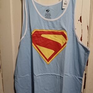 DC Comics Light Blue Tank Top with White Trim and Black Logo